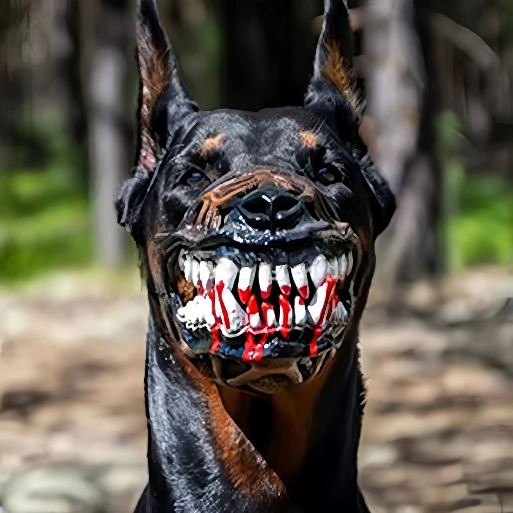 Dog Muzzle Silicone - 3D Realistic Dog Muzzle Silicone Fangs