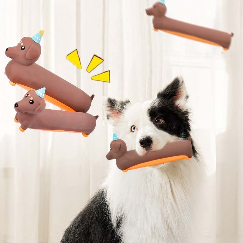 Dog Muzzle Silicone - Dog Chewing Toy Simulated Dachshund Squeaky