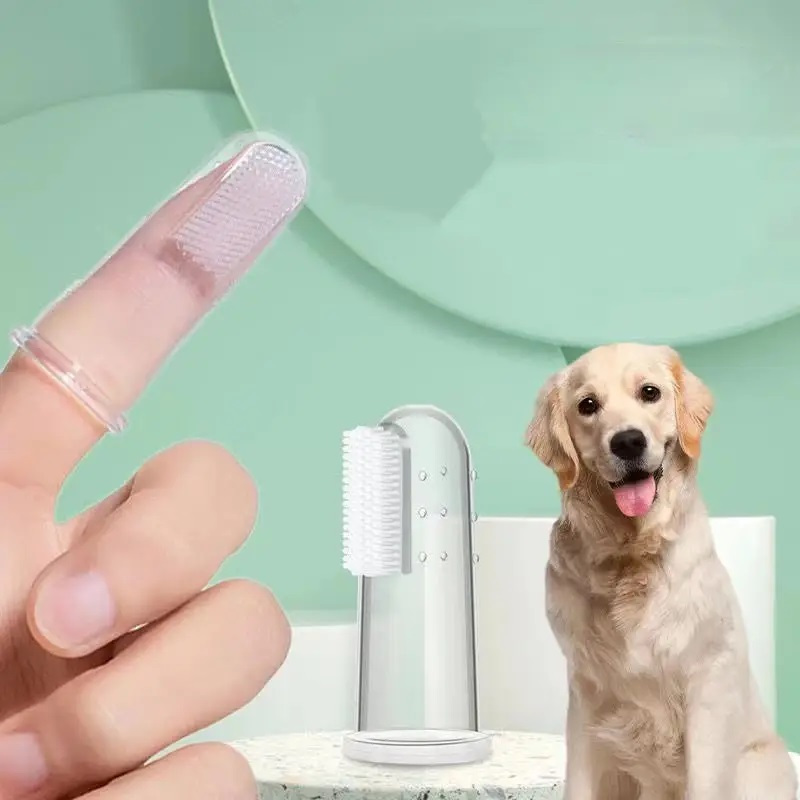 Dog Muzzle Silicone - 5 Pet Finger Toothbrushes for Effective